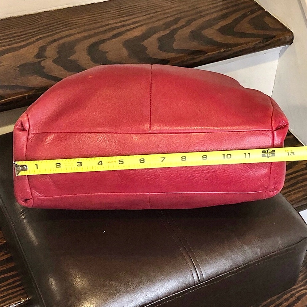 COACH Madison Phoebe Tumbled Red Leather Copper Lining 3 Section Shoulder Bag - Picture 14 of 16